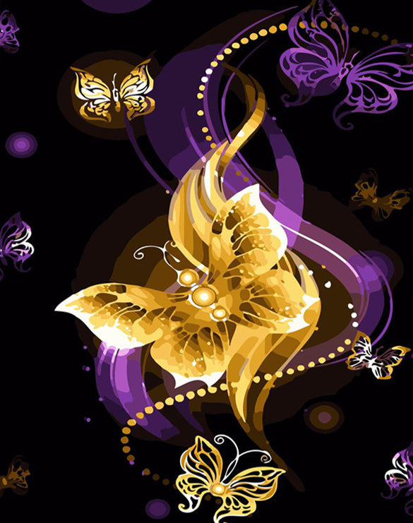 Yellow butterfly and background purple
