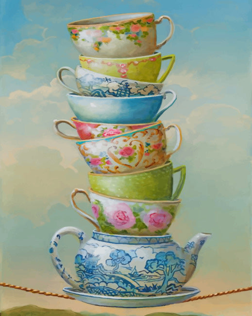 Aesthetic teapot and cups