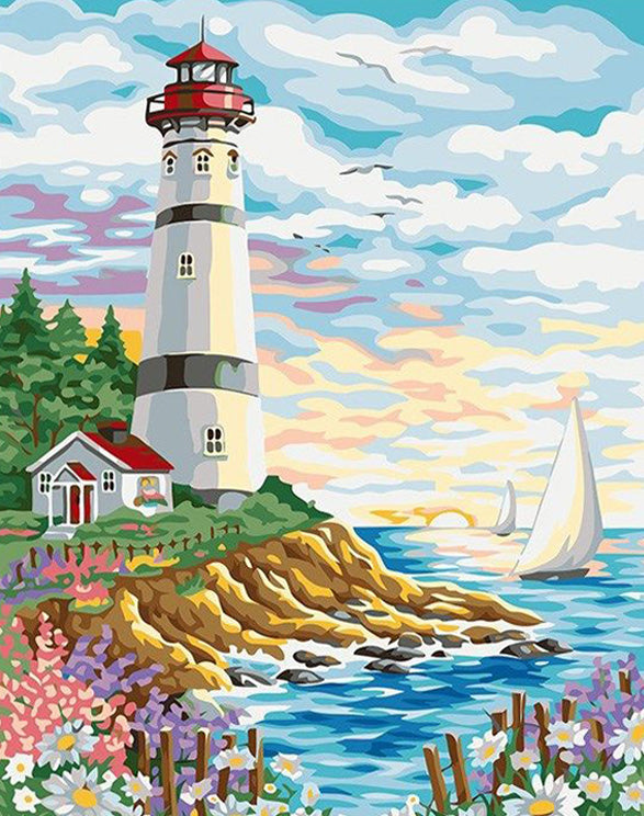 Colorful lighthouse scenery