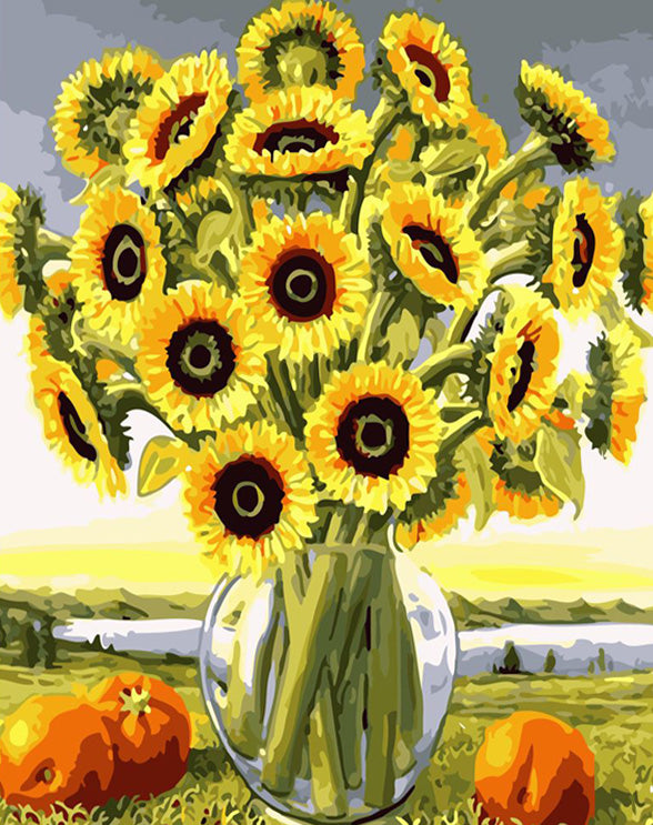 5D numbers painting sunflowers rhinestones embroidery