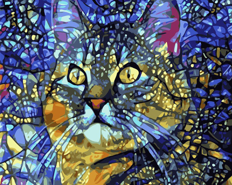 Tabby Cat Art Stained Glass Art