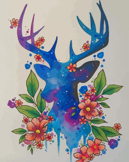 Deer art watercolor