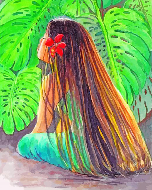 Hawaiian girl with long hair