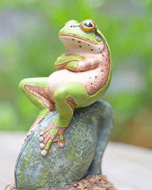Frog relaxes on a rock