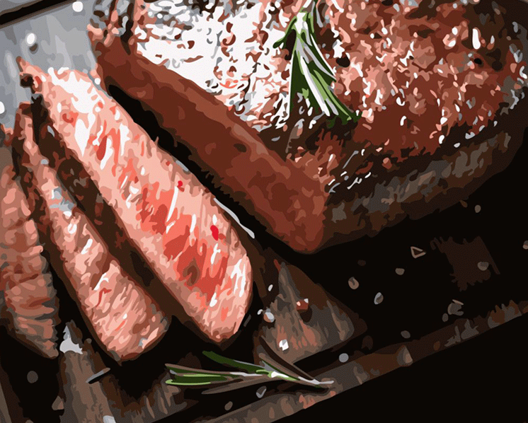 Grilled Beef Steak Painting