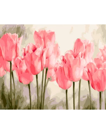 Paint by Number Style Tulips Print Greeting Card