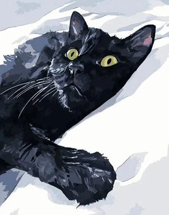 Black cat watercolor painting