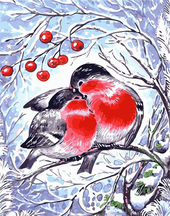 Love Birds Stained Glass Paint By Numbers - PBN Canvas