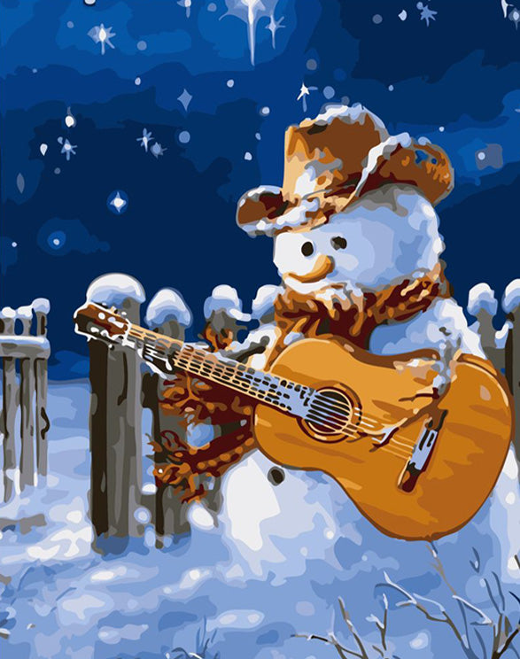 Snowman with guitar