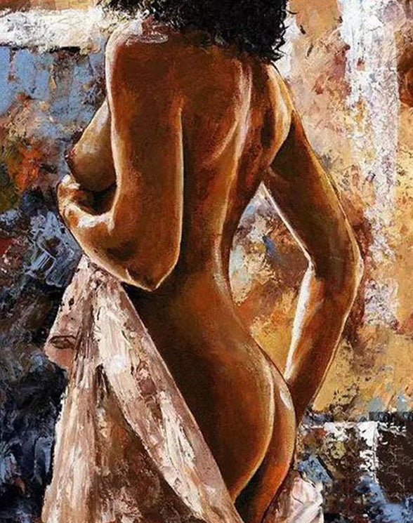 Sexy nude woman girl painting