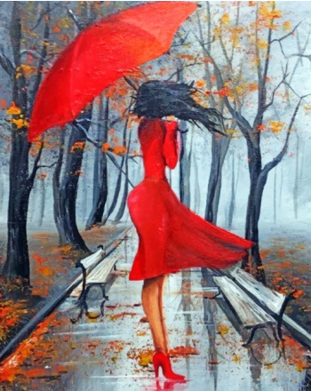 Rain in The Park Paint by Numbers – Paintarthub