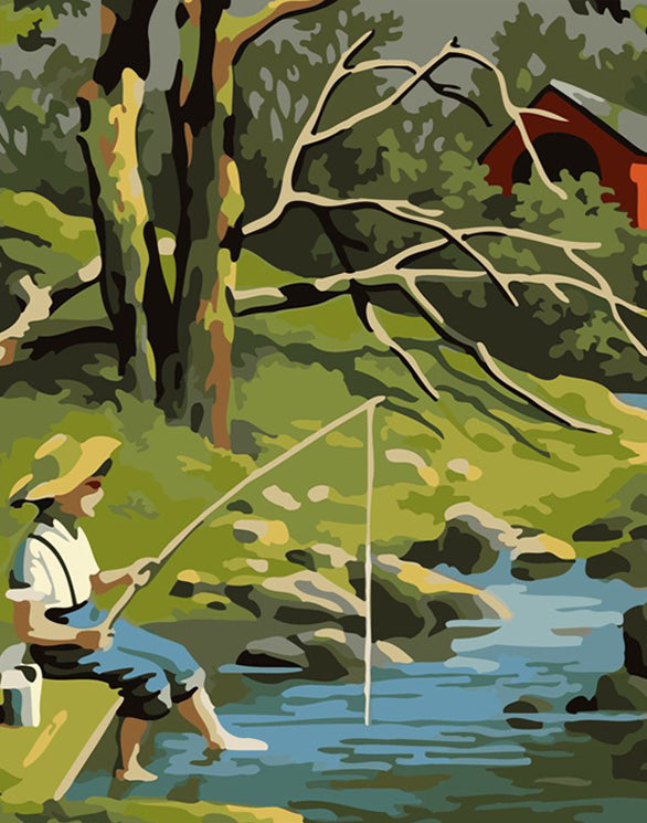 Little Boy Fishing - Paint by Numbers Home