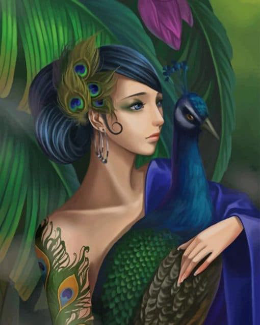 Girl with peacock art
