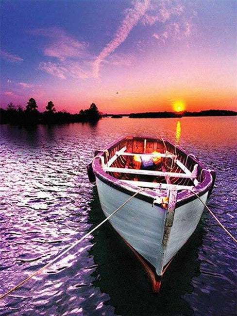 Fishing boats in sunset