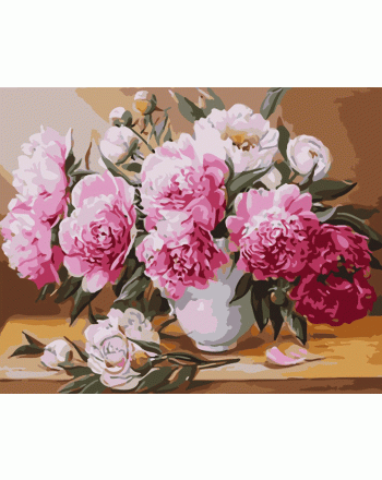 Peonies in Vase  Paint-by-Number Kit for Adults — Elle Crée (she creates)
