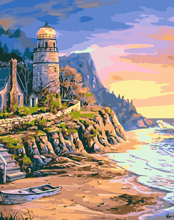 Lighthouse beach painting