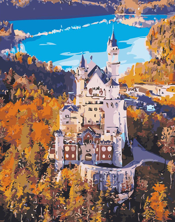 Neuschwanstein castle abstract painting