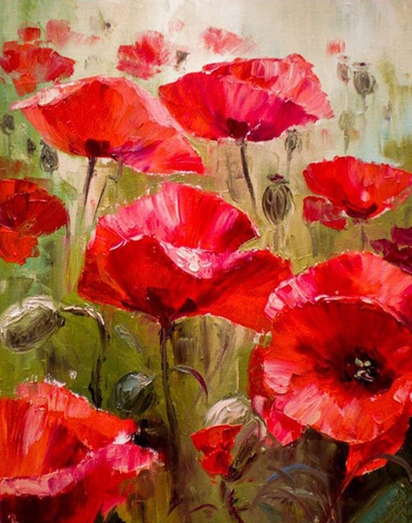 Red poppies painting