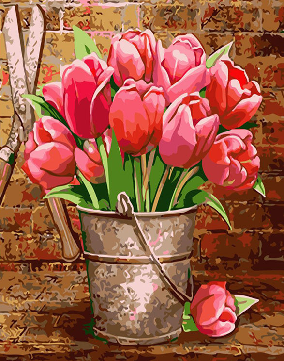 Tulip embroidery cross stitch flower painting