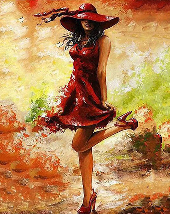 Rihe girl with red dress