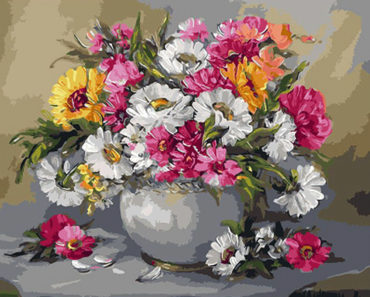 Colorful Daisies with Vase