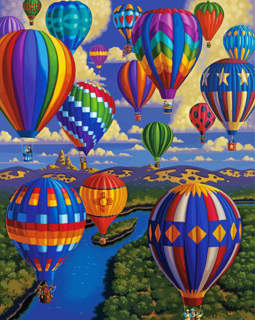 Rainbow hot air balloons