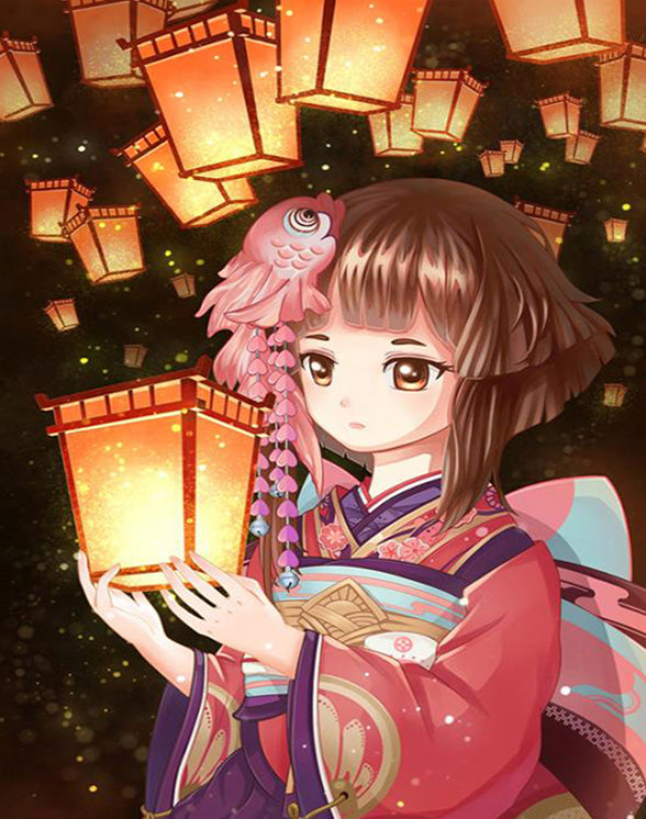 Anime girl holding lamp