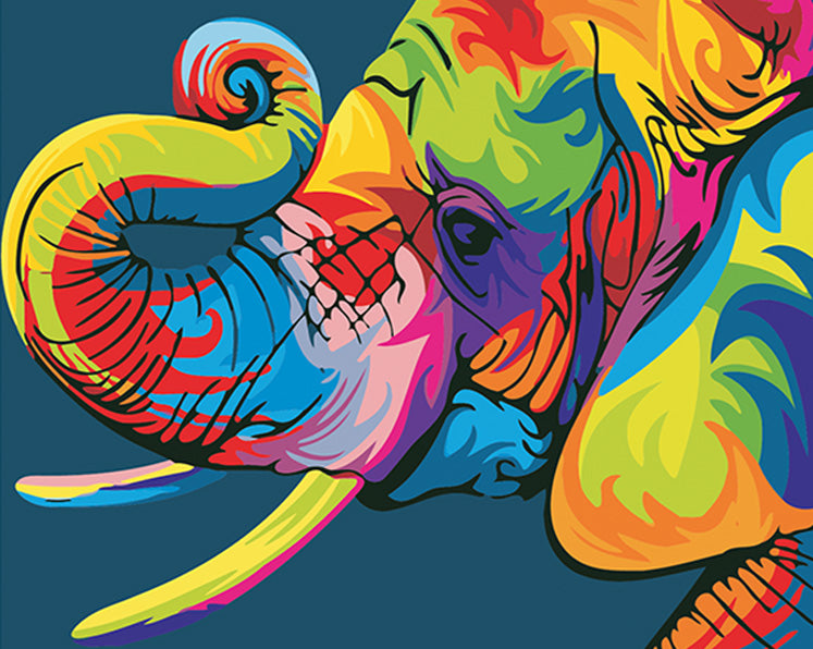 Colorful Elephant Acrylic Painting