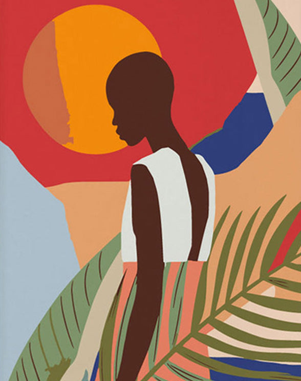 Abstract african woman flower leaves