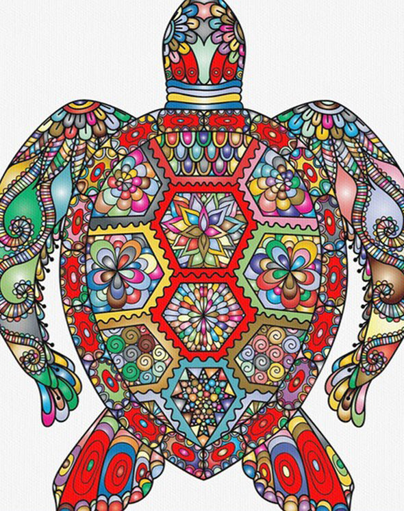Rainbow colored Turtle canvas painting