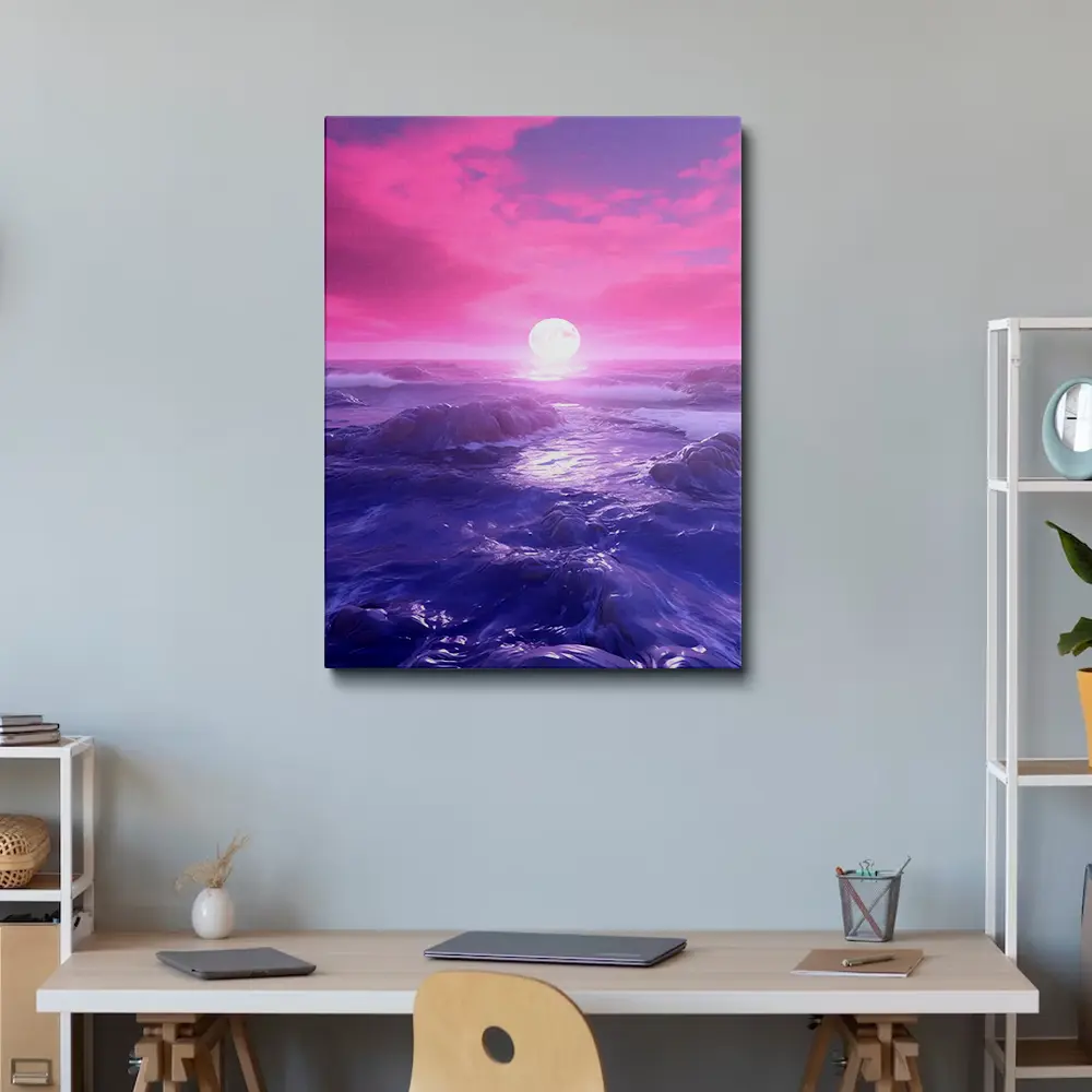 Pink sunset painting