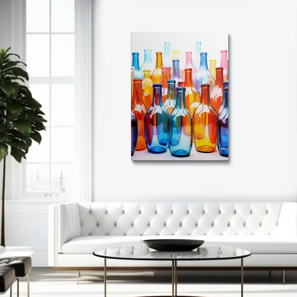 Colored vintage glass bottles