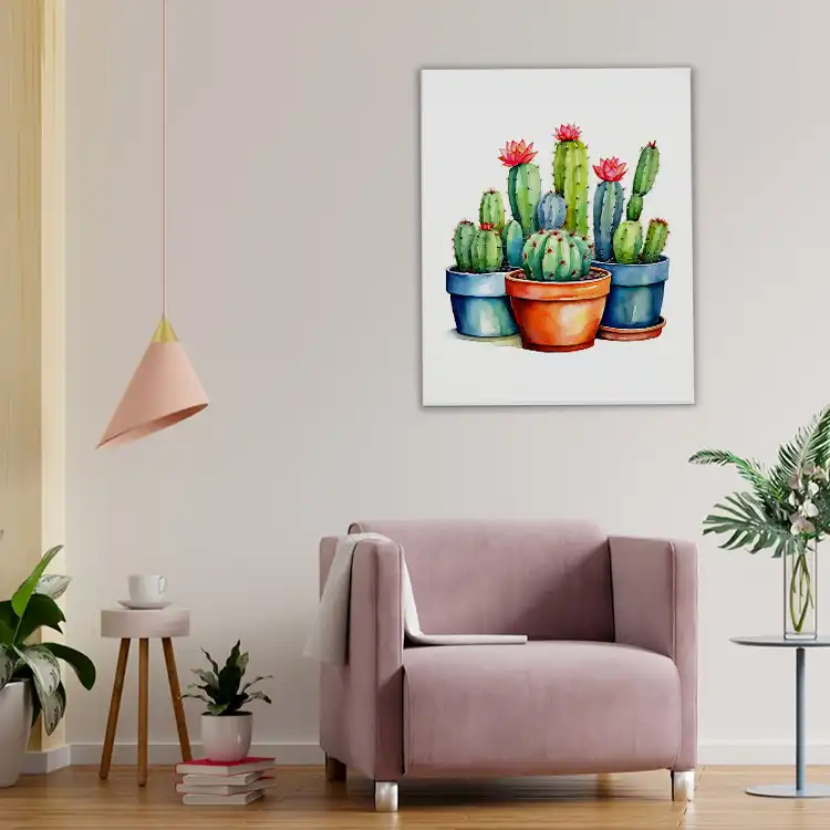 Watercolor cactus painting