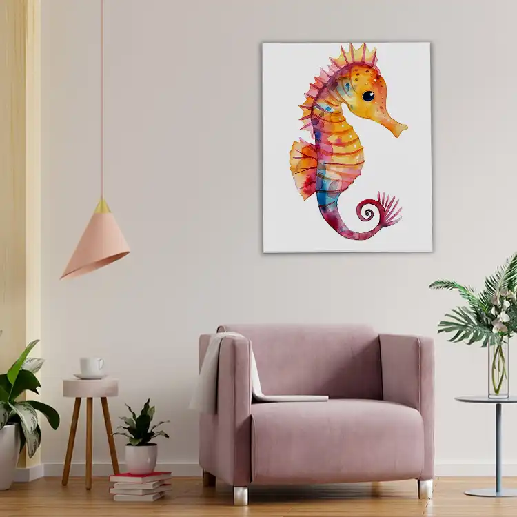 Watercolor seahorse animal