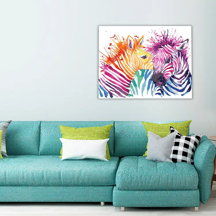Two colorful striped zebras