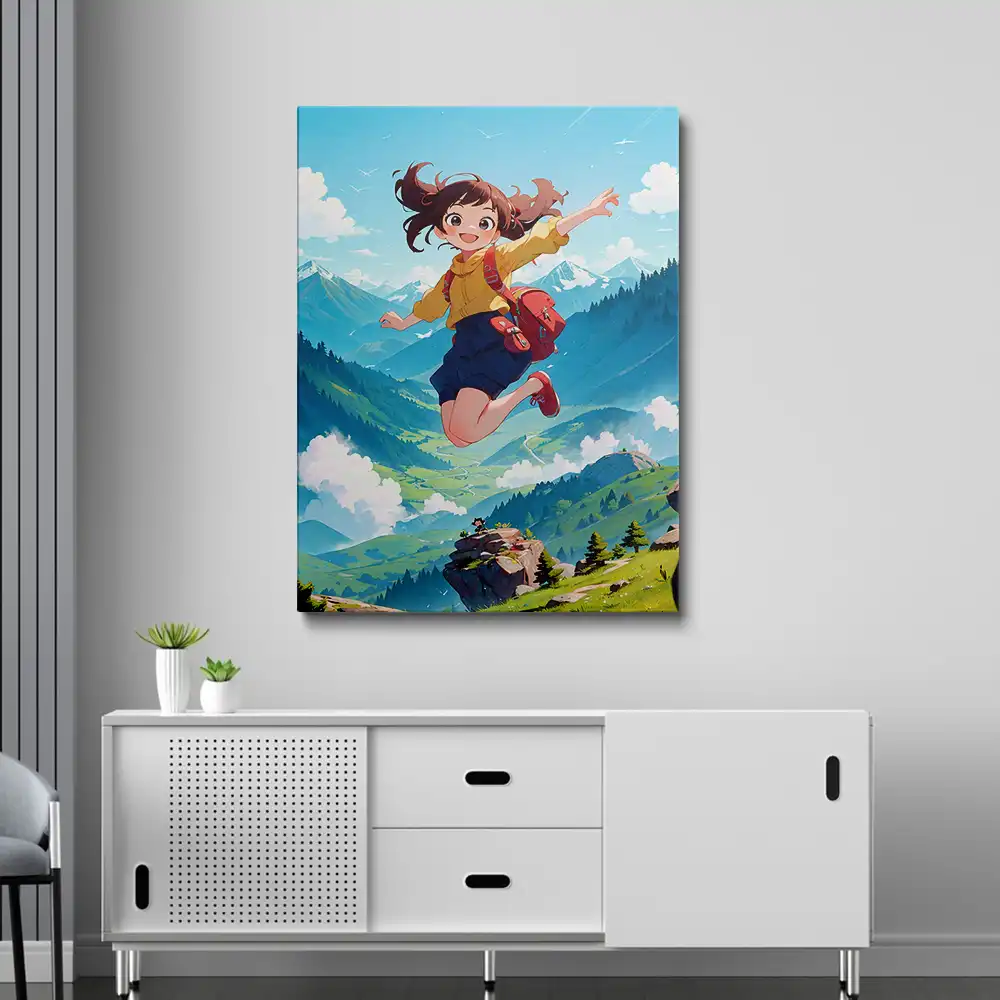 3 Anime girl walking with a backpack