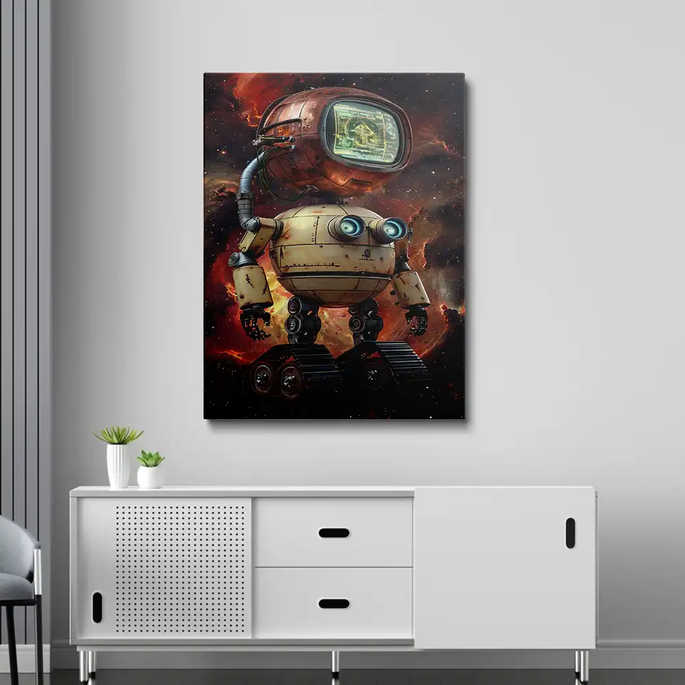 3 Futuristic robot in a cosmic nebula