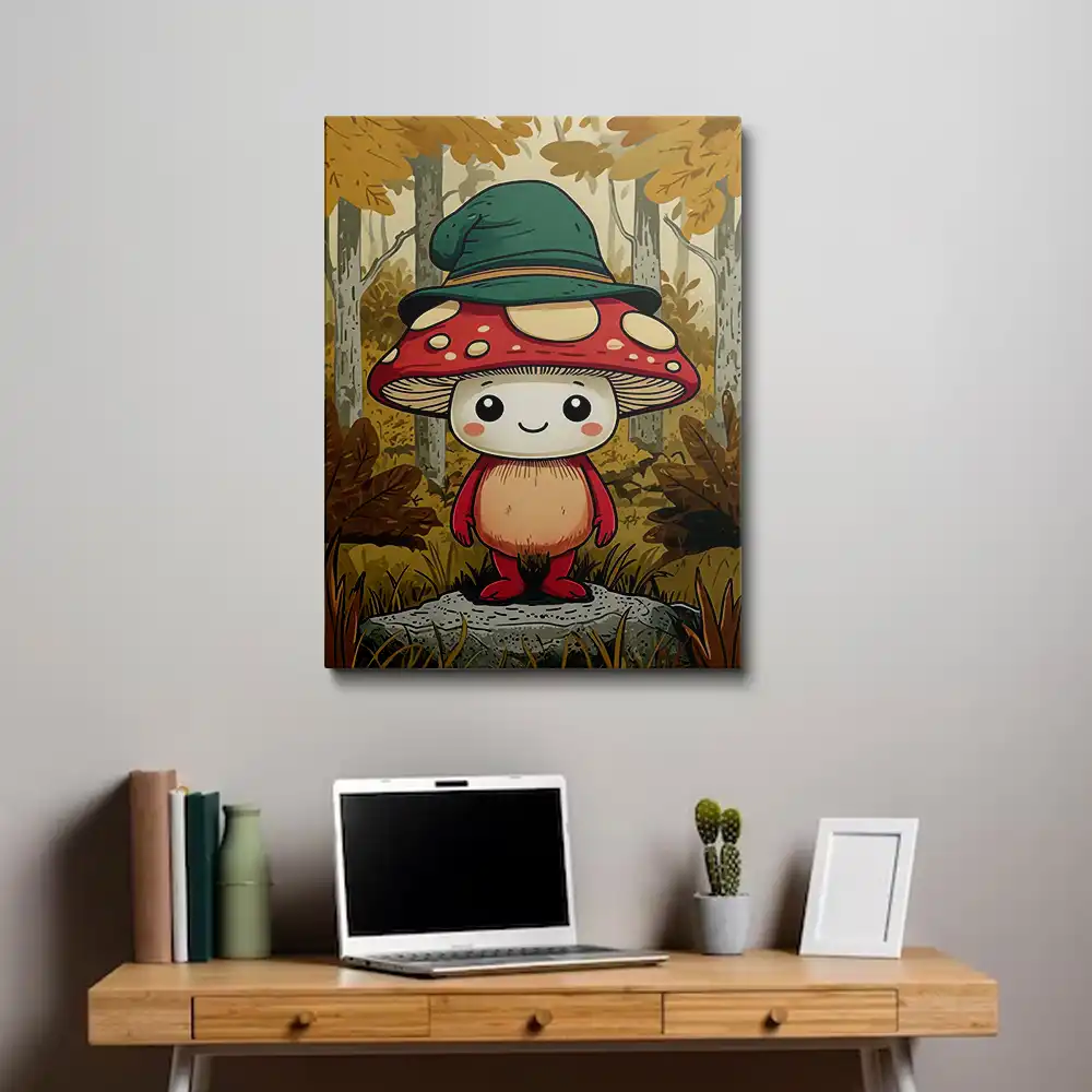 3 Cheerful cartoon mushroom