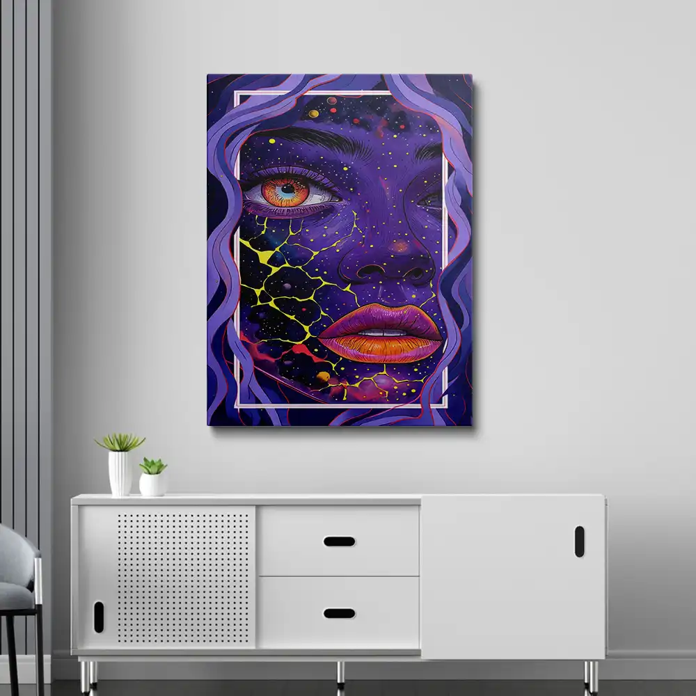 3 Surreal neon cosmic face