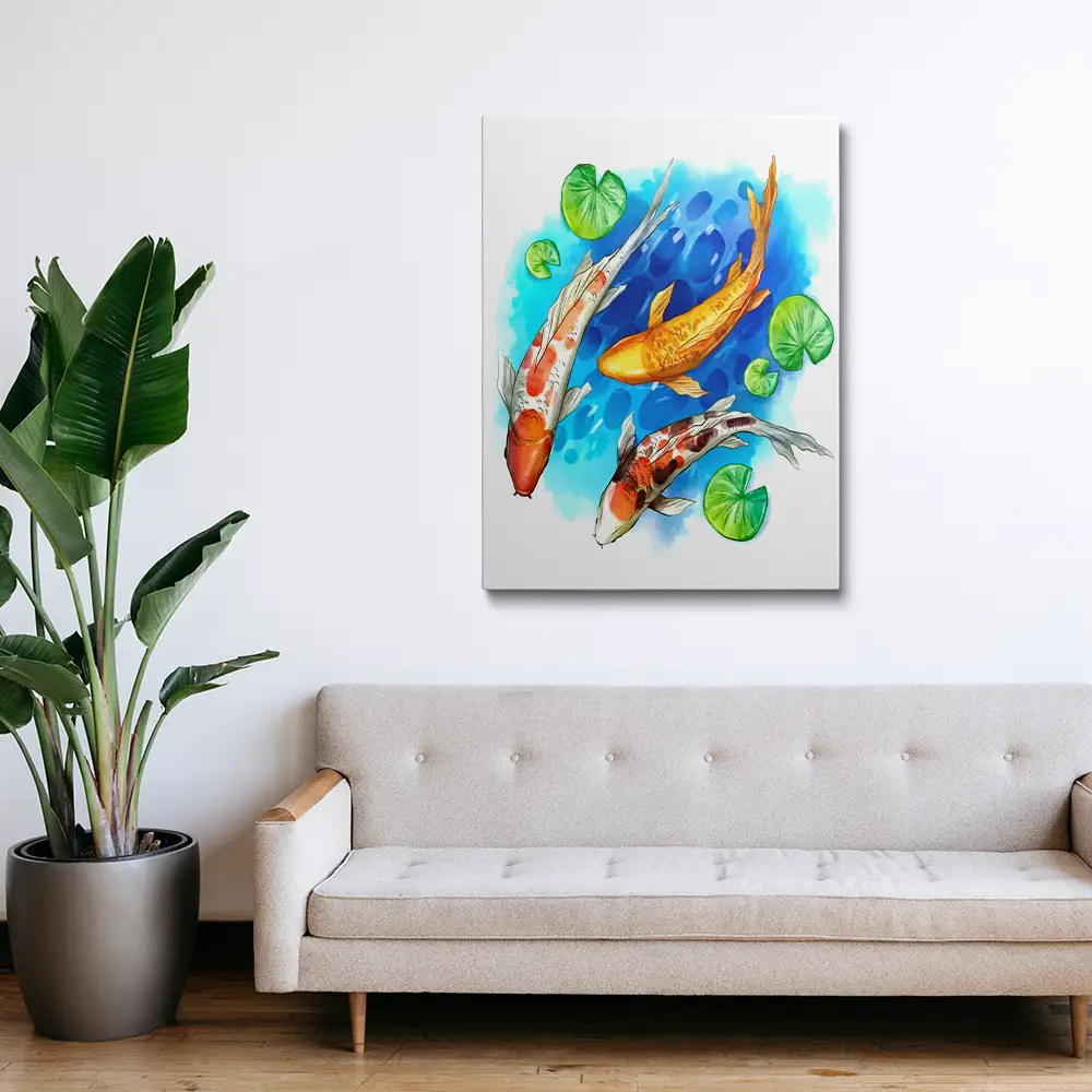Watercolor koi fish