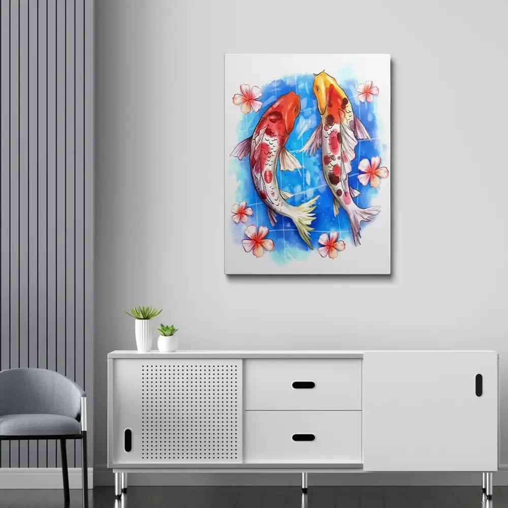Abstract fishing painting