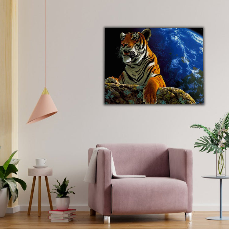 Abstract sitting tiger painting