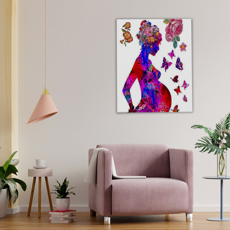 Abstract colorful pregnant woman