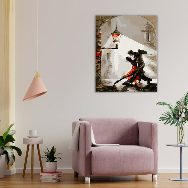 Abstract romantic couple dance DIY painting