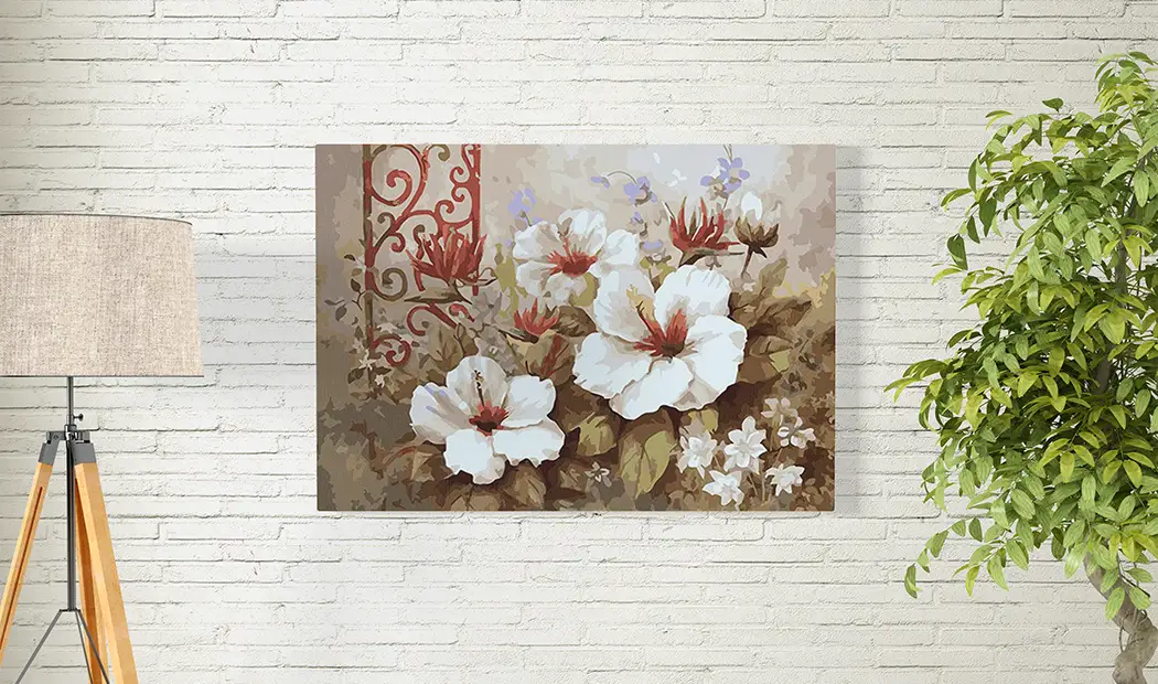 Vintage White Flower Painting