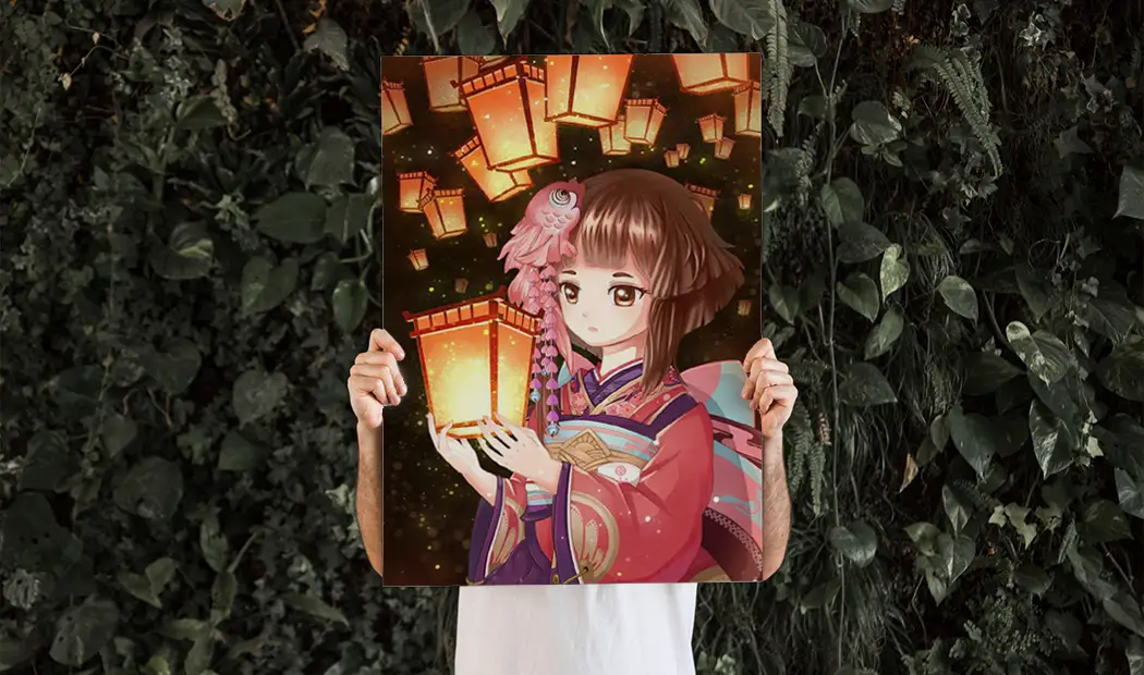 Anime girl holding lamp