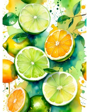 Assortment of watercolor fruits