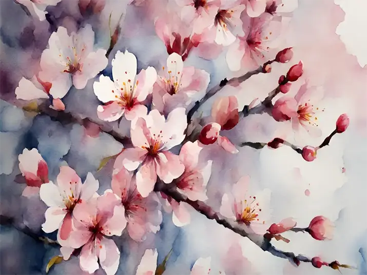 Cherry blossom watercolor painting