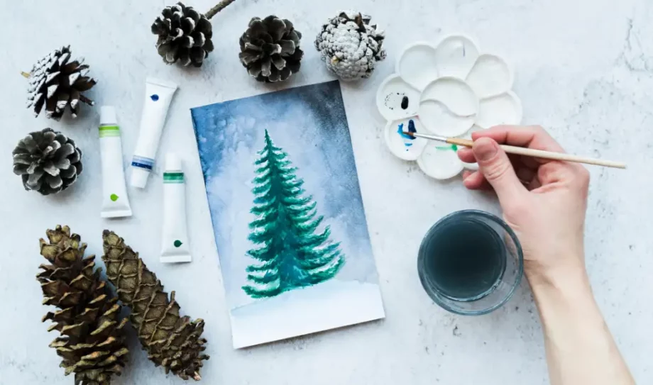 Christmas watercolor painting