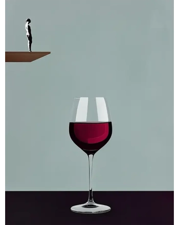 Minimalist Diver and Wine Glass